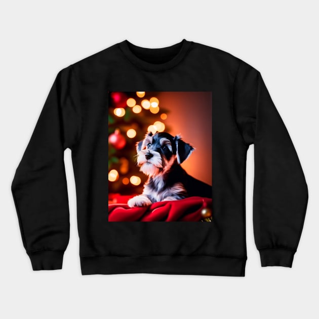Schnauzer Puppy Dog Christmas Crewneck Sweatshirt by nicecorgi